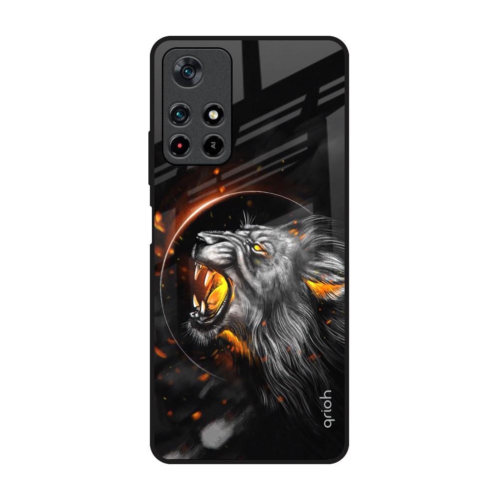 Aggressive Lion Poco M4 Pro 5G Glass Back Cover Online