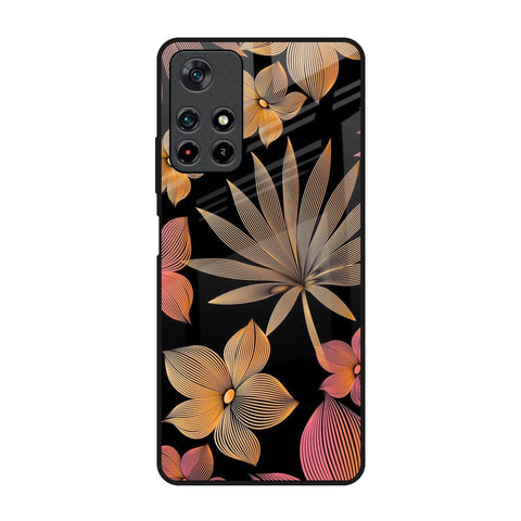 Lines Pattern Flowers Poco M4 Pro 5G Glass Back Cover Online