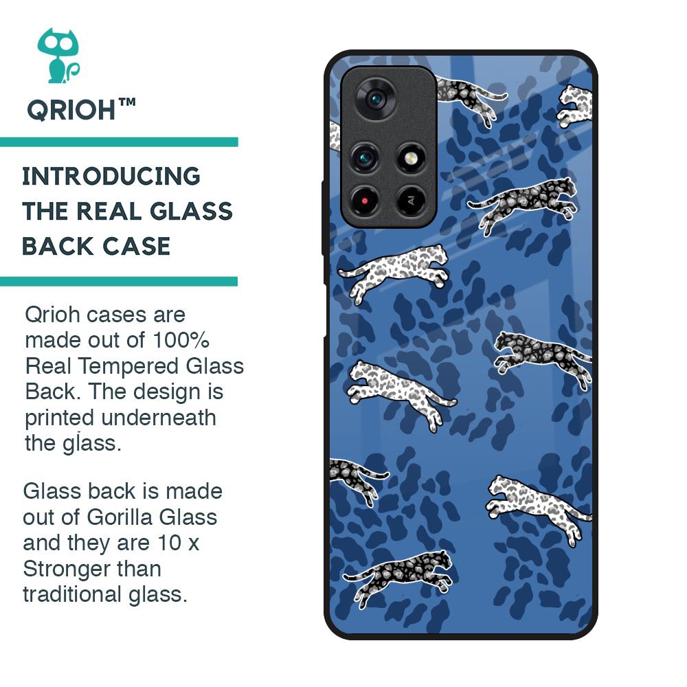 Blue Cheetah Glass Case for Poco M4 Pro 5G