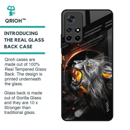 Aggressive Lion Glass Case for Poco M4 Pro 5G