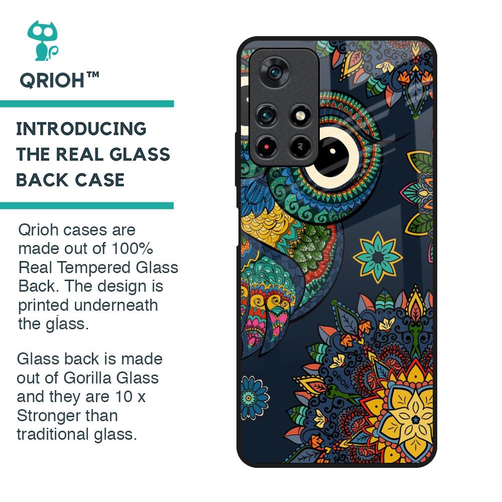 Owl Art Glass Case for Poco M4 Pro 5G