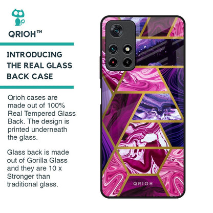 Electroplated Geometric Marble Glass Case for Poco M4 Pro 5G
