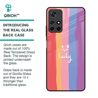 Lucky Abstract Glass Case for Poco M4 Pro 5G