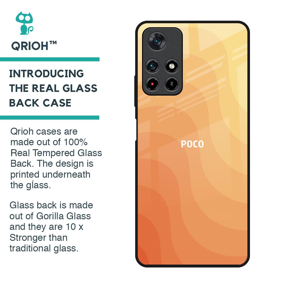 Orange Curve Pattern Glass Case for Poco M4 Pro 5G
