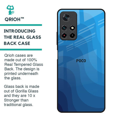 Blue Wave Abstract Glass Case for Poco M4 Pro 5G