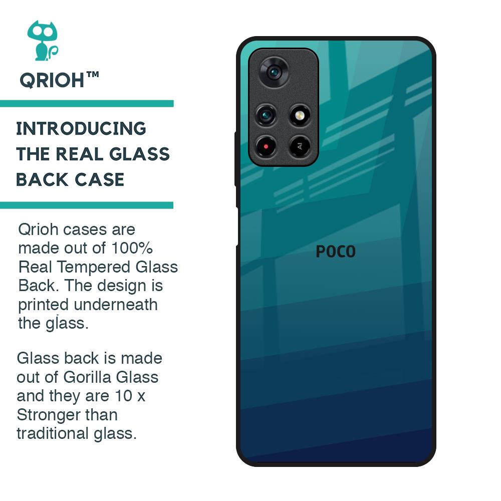 Green Triangle Pattern Glass Case for Poco M4 Pro 5G