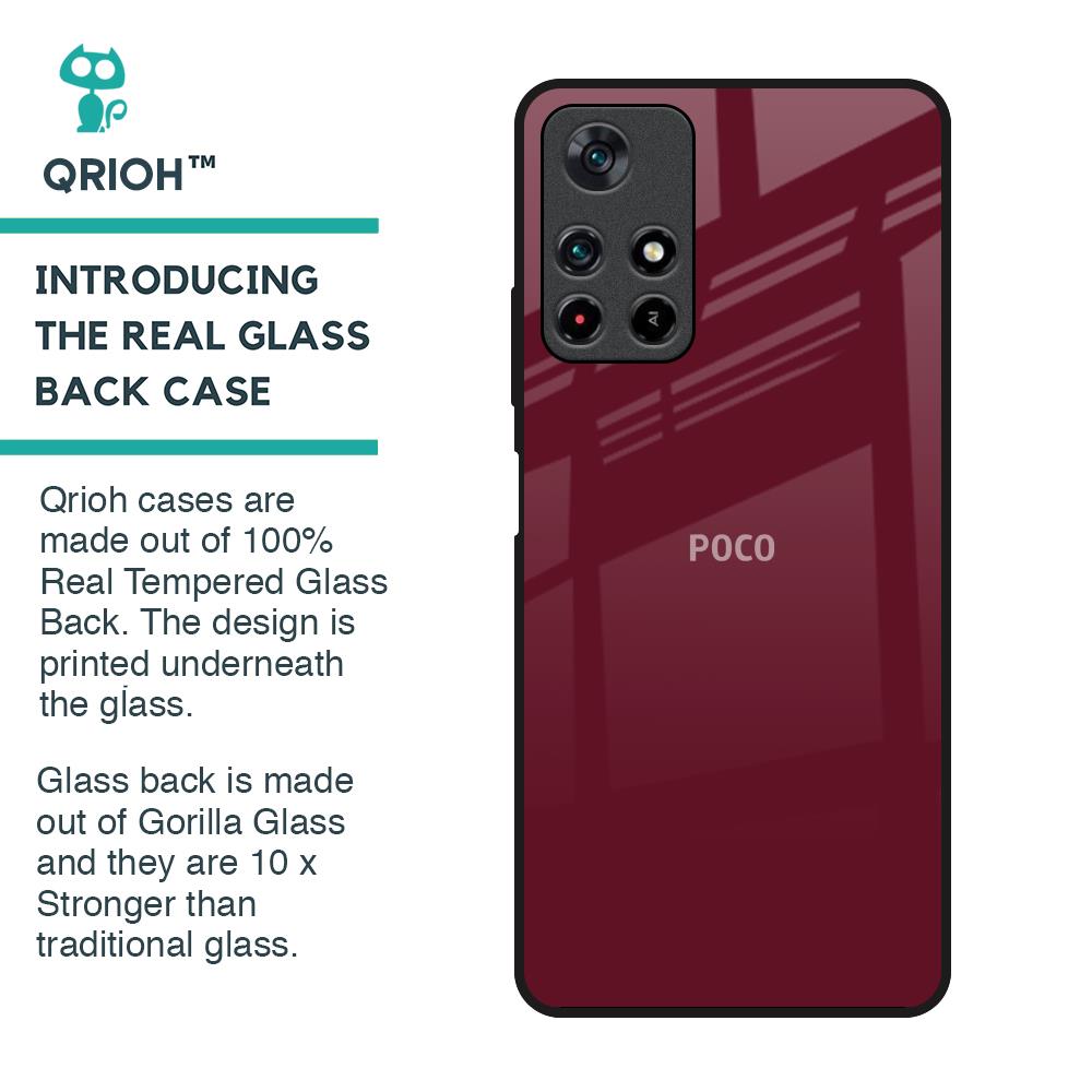 Classic Burgundy Glass Case for Poco M4 Pro 5G