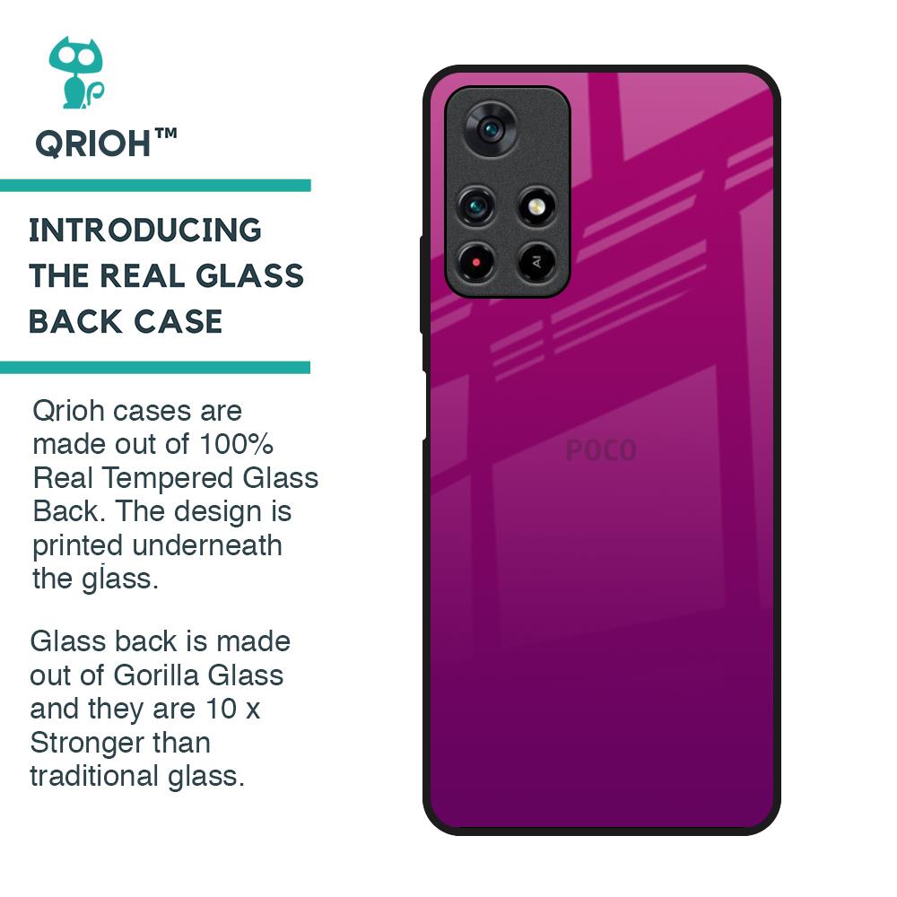 Magenta Gradient Glass Case For Poco M4 Pro 5G