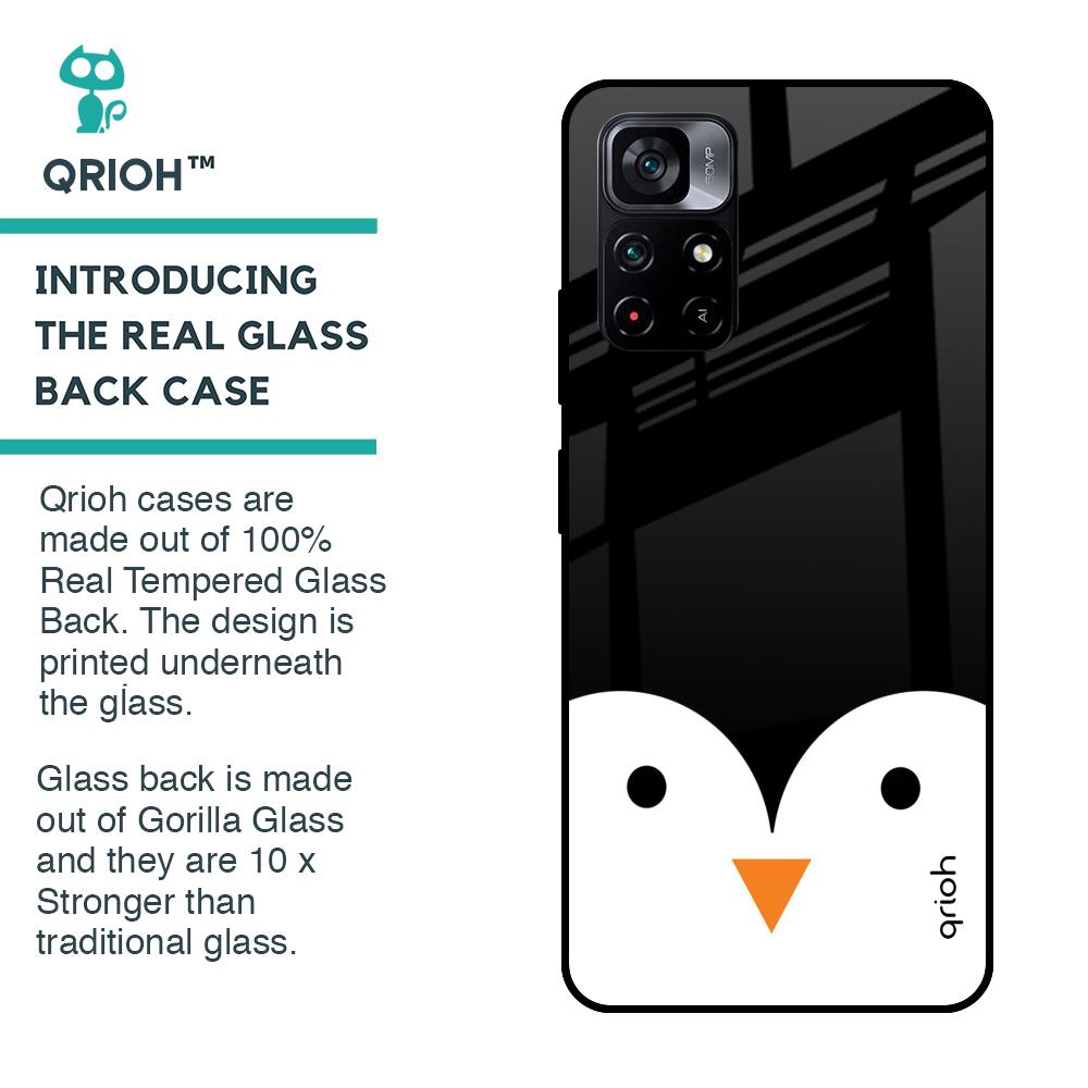 Cute Penguin Glass Case for Poco M4 Pro 5G