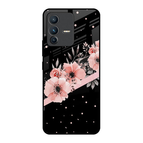 Floral Black Band Vivo V23 5G Glass Back Cover Online