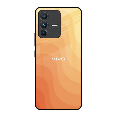 Orange Curve Pattern Vivo V23 5G Glass Back Cover Online