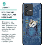 Kitty In Pocket Glass Case For Vivo V23 5G