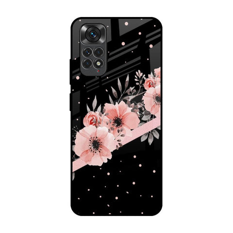 Floral Black Band Redmi Note 11 Glass Back Cover Online