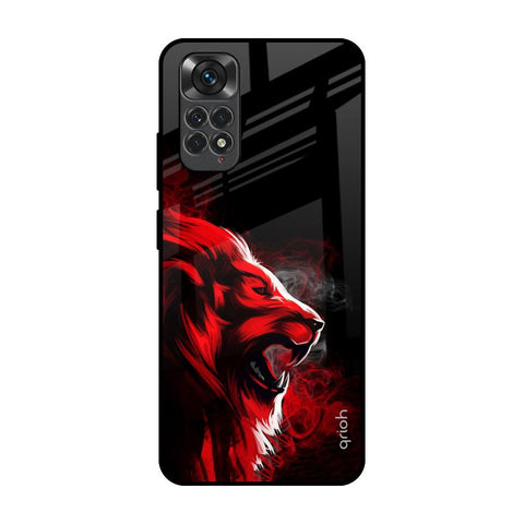 Red Angry Lion Redmi Note 11 Glass Back Cover Online