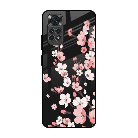 Black Cherry Blossom Redmi Note 11 Glass Back Cover Online