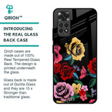 Floral Decorative Glass Case For Redmi Note 11