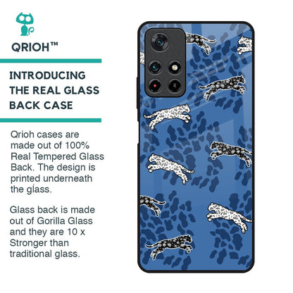 Blue Cheetah Glass Case for Redmi Note 11T 5G