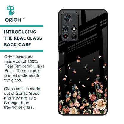 Floating Floral Print Glass Case for Redmi Note 11T 5G