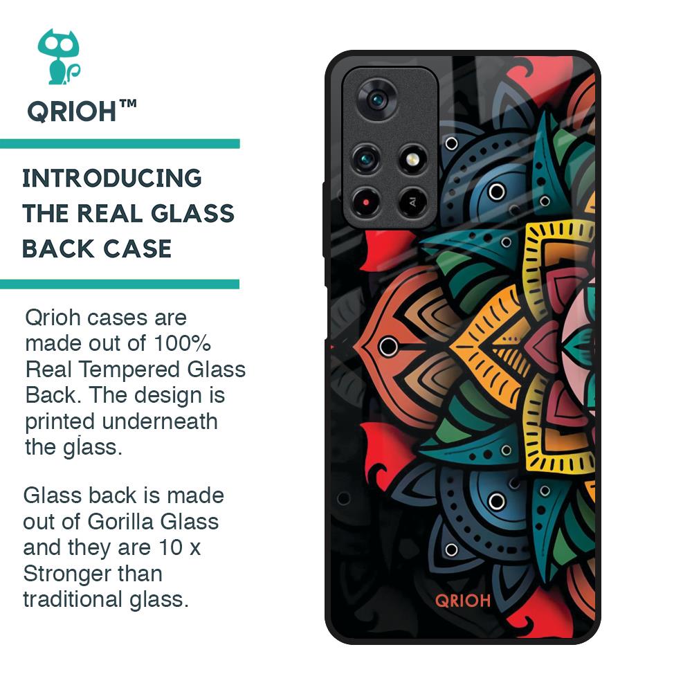 Retro Gorgeous Flower Glass Case for Redmi Note 11T 5G