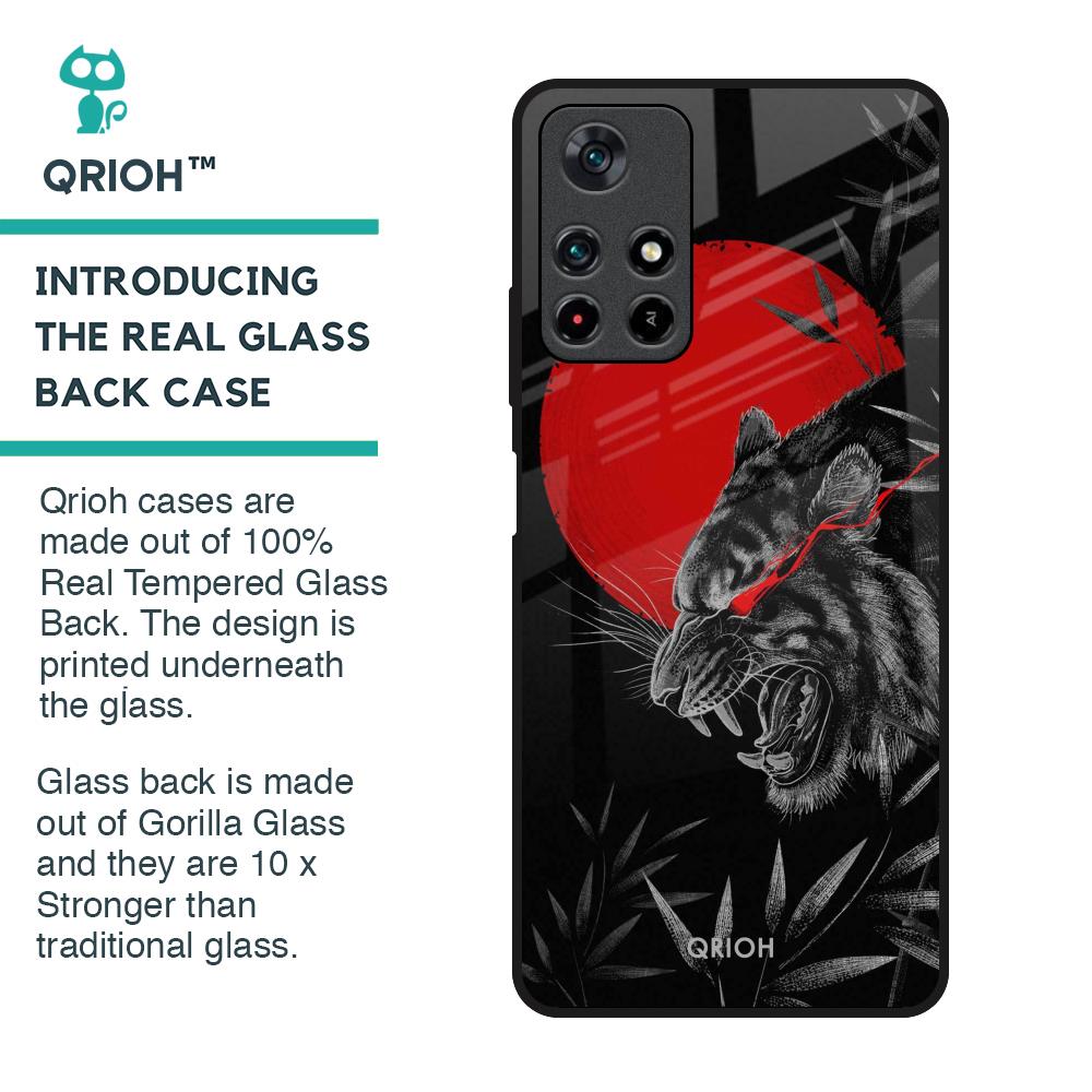 Red Moon Tiger Glass Case for Redmi Note 11T 5G