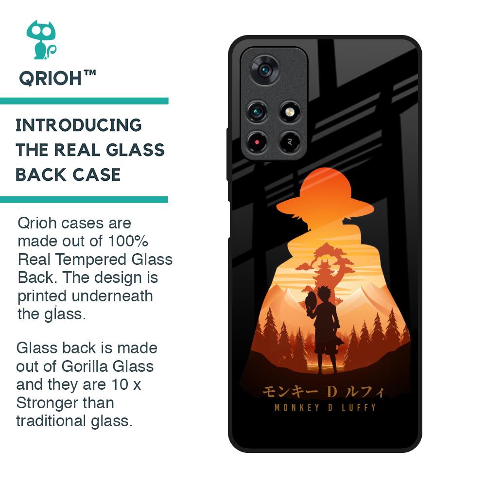 Luffy One Piece Glass Case for Redmi Note 11T 5G