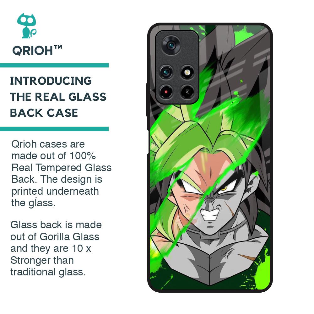 Anime Green Splash Glass Case for Redmi Note 11T 5G