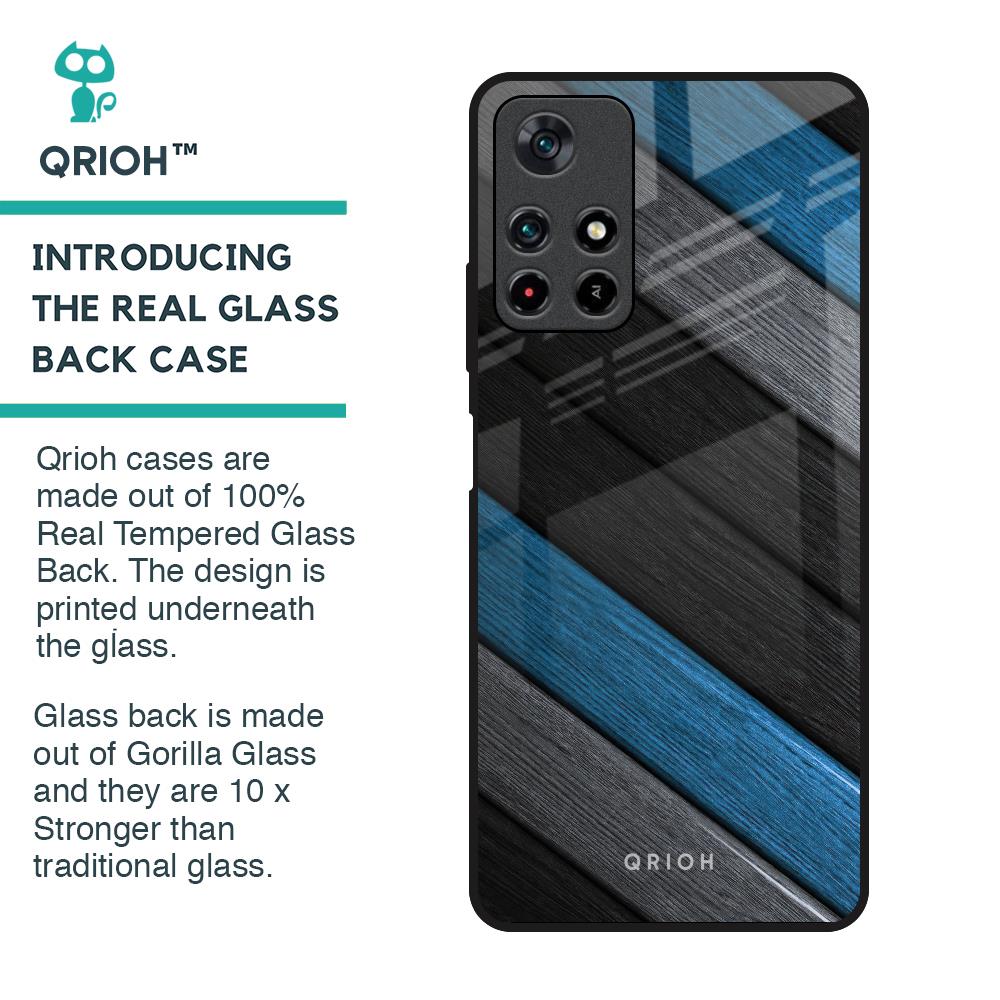 Multicolor Wooden Effect Glass Case for Redmi Note 11T 5G