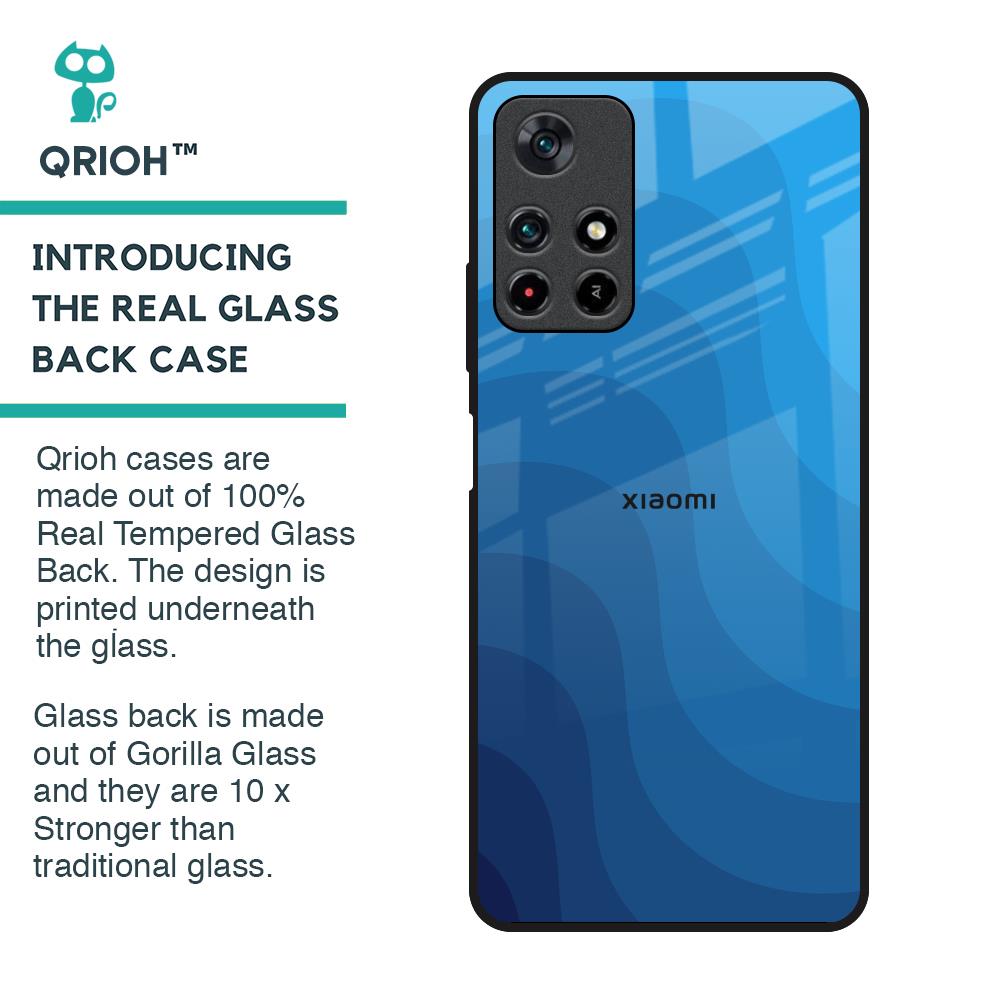 Blue Wave Abstract Glass Case for Redmi Note 11T 5G
