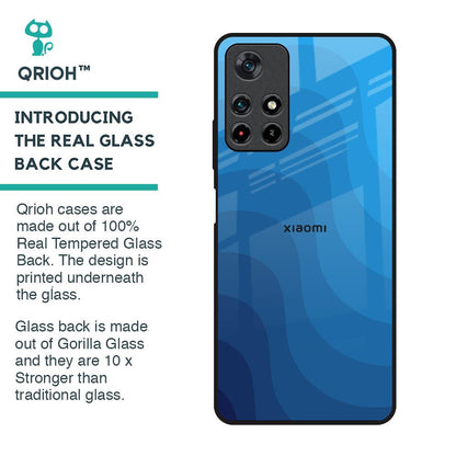 Blue Wave Abstract Glass Case for Redmi Note 11T 5G