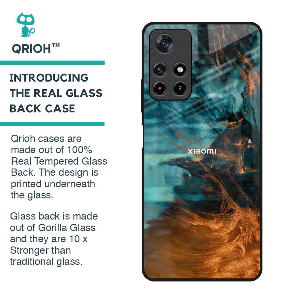Golden Splash Glass Case for Redmi Note 11T 5G