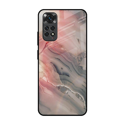 Pink And Grey Marble Redmi Note 11S Glass Back Cover Online
