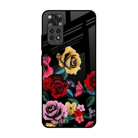 Floral Decorative Redmi Note 11S Glass Back Cover Online