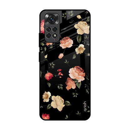 Black Spring Floral Redmi Note 11S Glass Back Cover Online