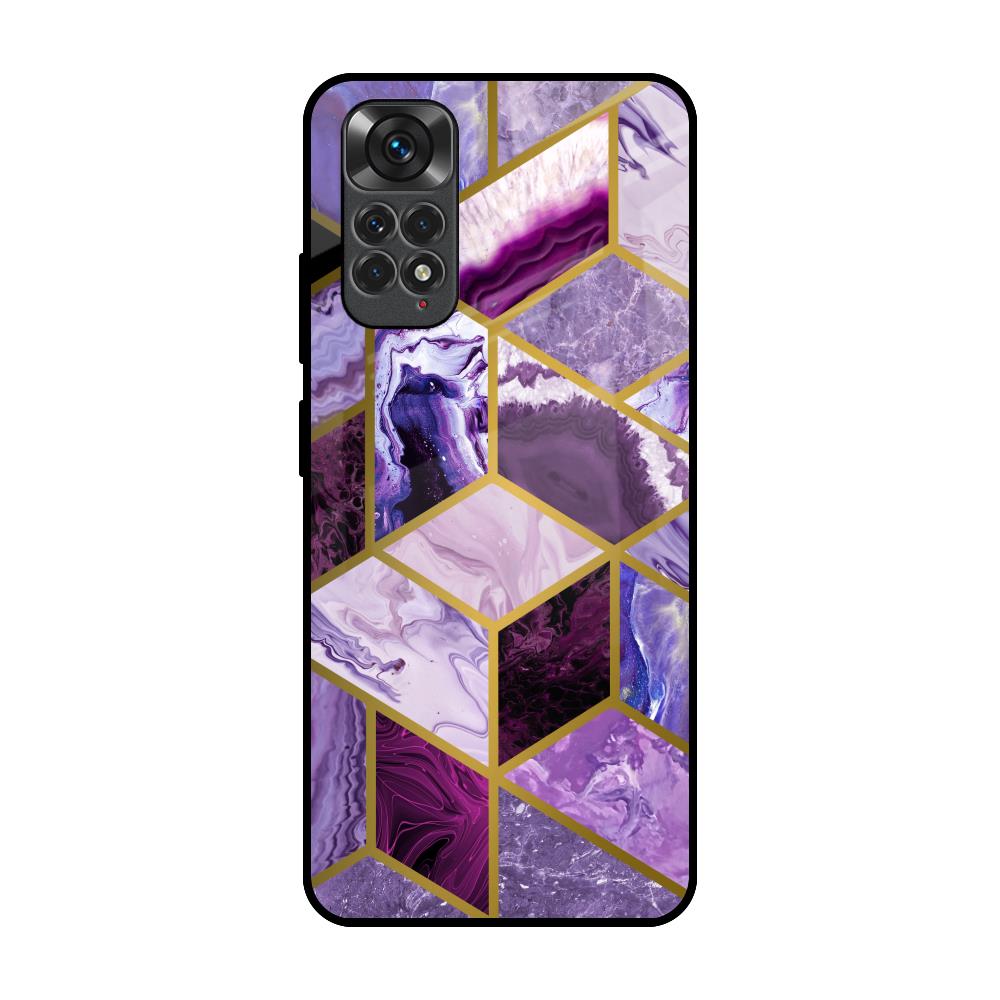 Purple Rhombus Marble Redmi Note 11S Glass Back Cover Online