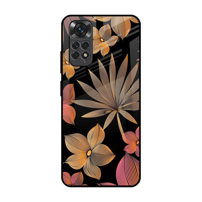 Lines Pattern Flowers Redmi Note 11S Glass Back Cover Online