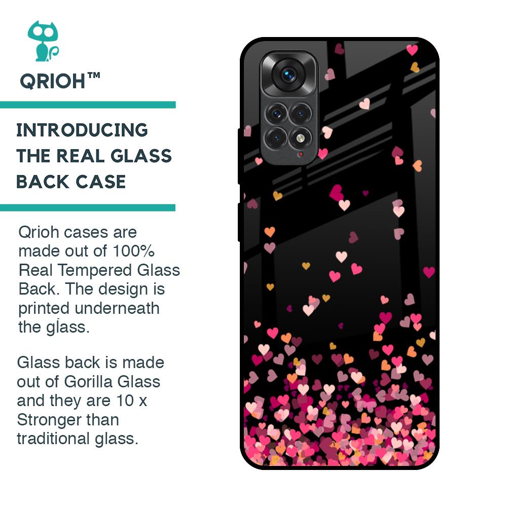 Heart Rain Fall Glass Case For Redmi Note 11S
