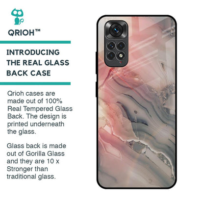 Pink And Grey Marble Glass Case For Redmi Note 11S