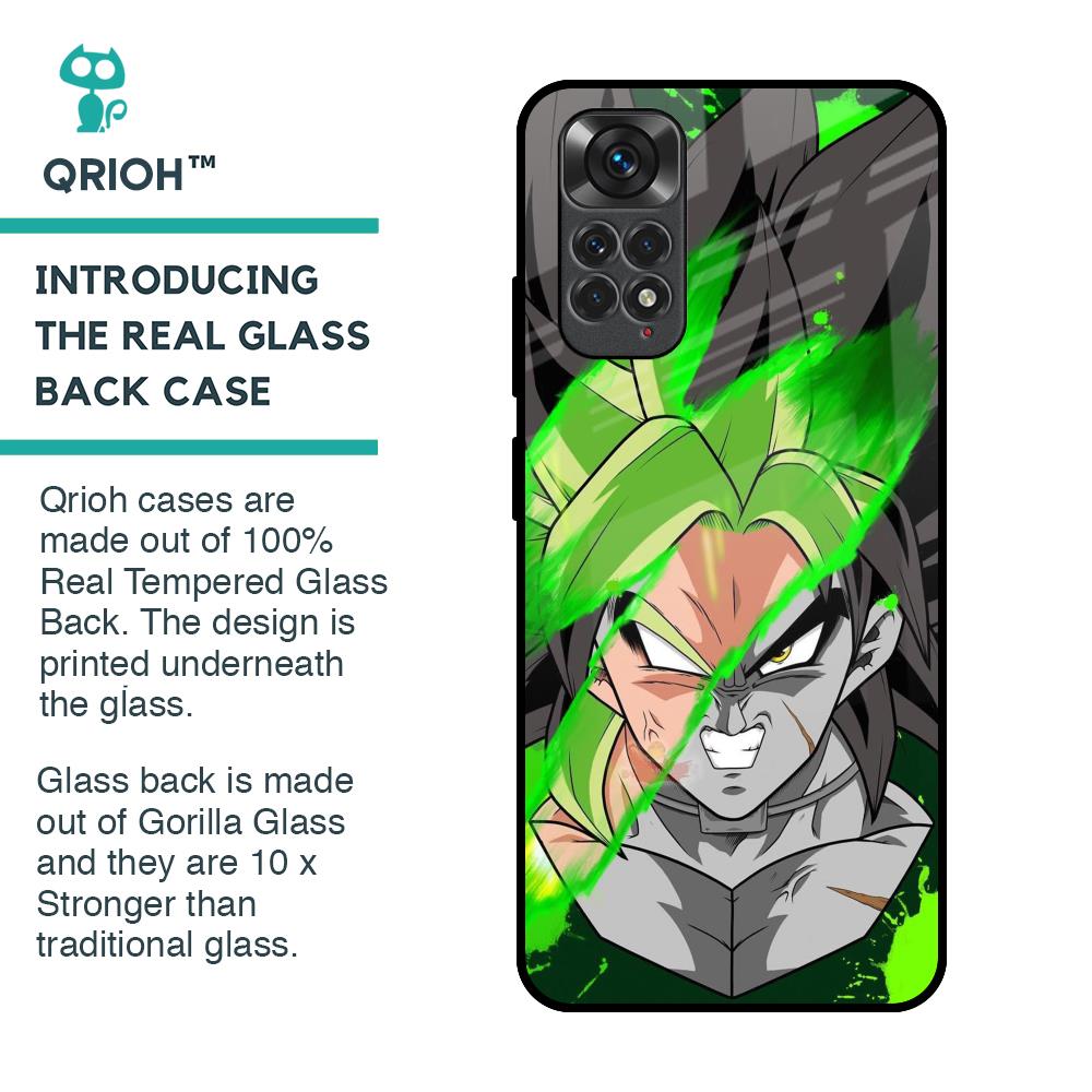Anime Green Splash Glass Case for Redmi Note 11S