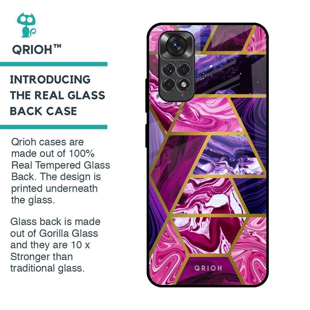 Electroplated Geometric Marble Glass Case for Redmi Note 11S