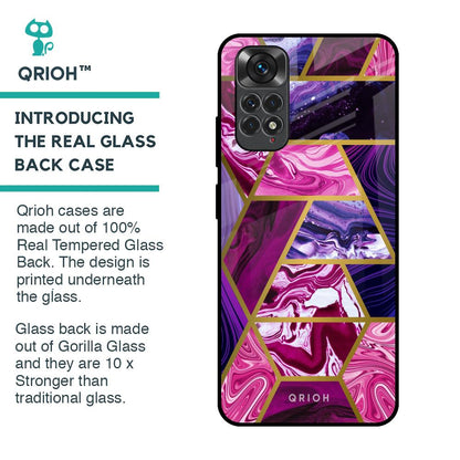 Electroplated Geometric Marble Glass Case for Redmi Note 11S
