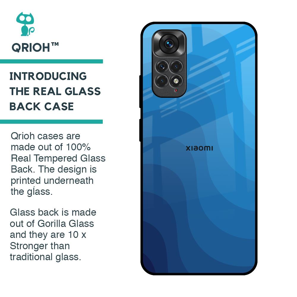 Blue Wave Abstract Glass Case for Redmi Note 11S