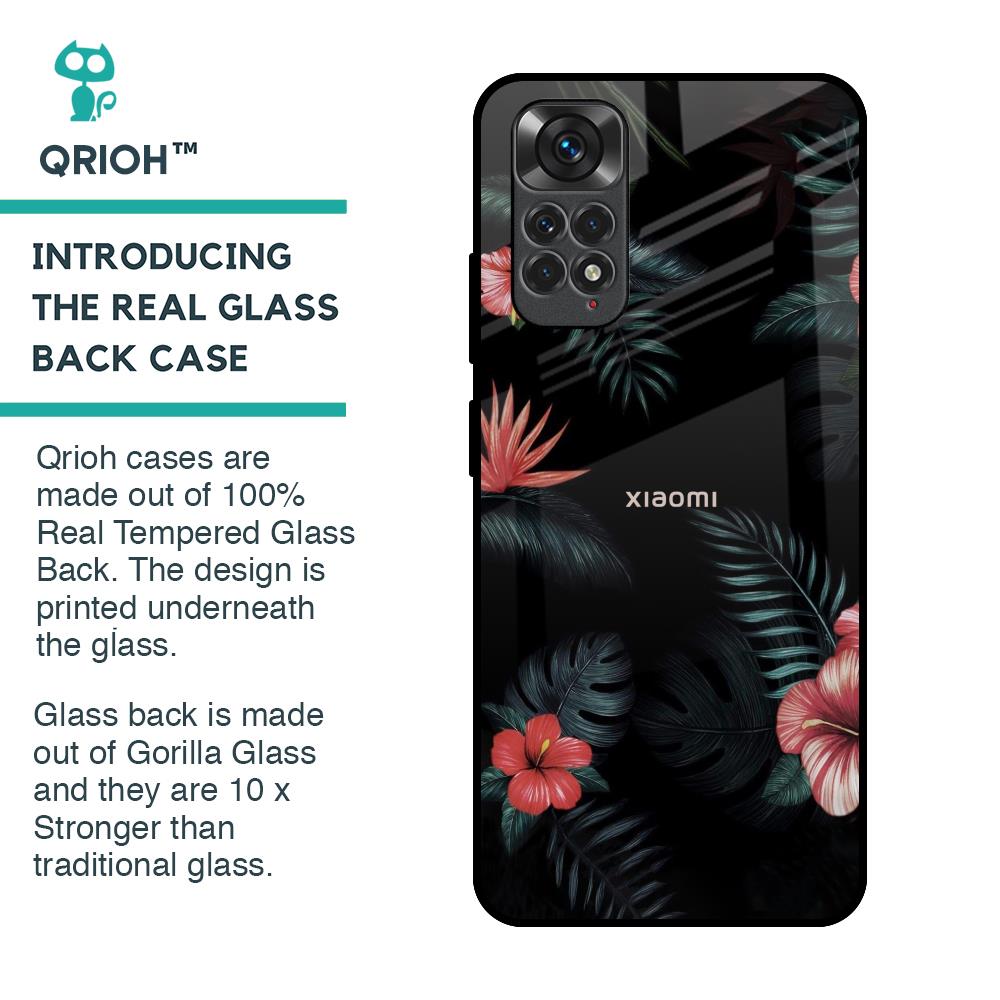Tropical Art Flower Glass Case for Redmi Note 11S