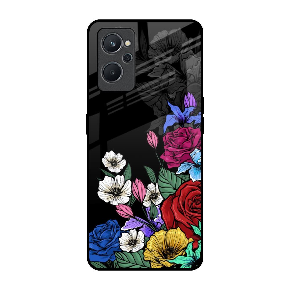Rose Flower Bunch Art Realme 9i Glass Back Cover Online