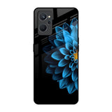 Half Blue Flower Realme 9i Glass Back Cover Online