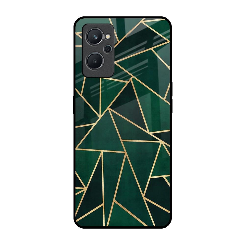Abstract Green Realme 9i Glass Back Cover Online
