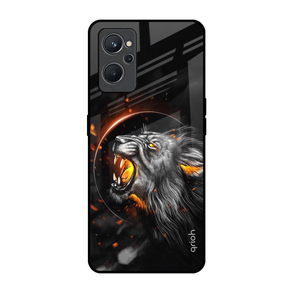 Aggressive Lion Realme 9i Glass Back Cover Online