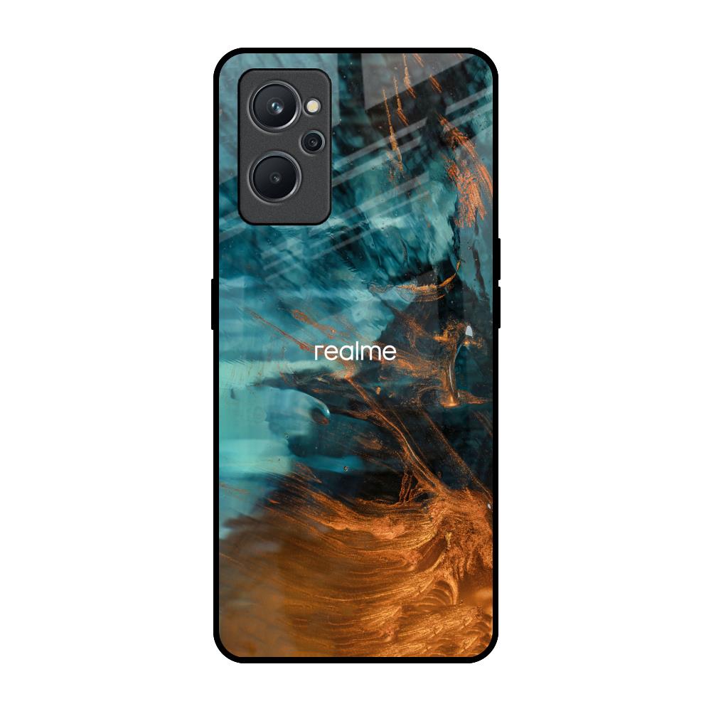Golden Splash Realme 9i Glass Back Cover Online