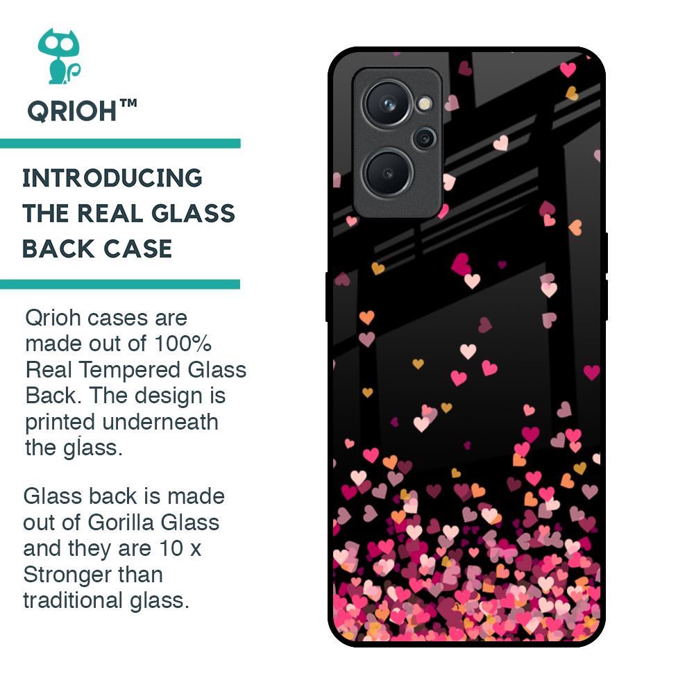 Heart Rain Fall Glass Case For Realme 9i