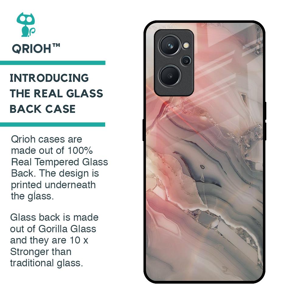 Pink And Grey Marble Glass Case For Realme 9i