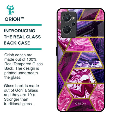 Electroplated Geometric Marble Glass Case for Realme 9i
